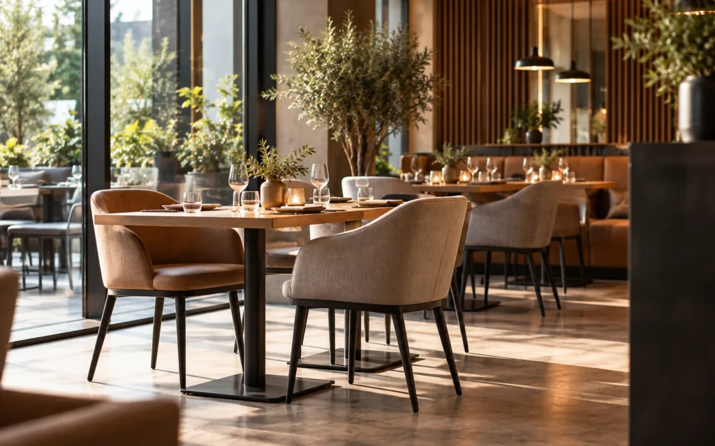 Nábytek a projektové vybavení – realizacja wnętrza restauracyjnego